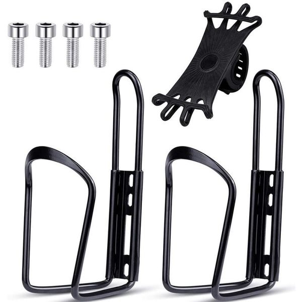 

water bottles & cages mtb bicycle bottle holder aluminum alloy cup 2 * cycling drink racks + phone stand hexagonal wrench