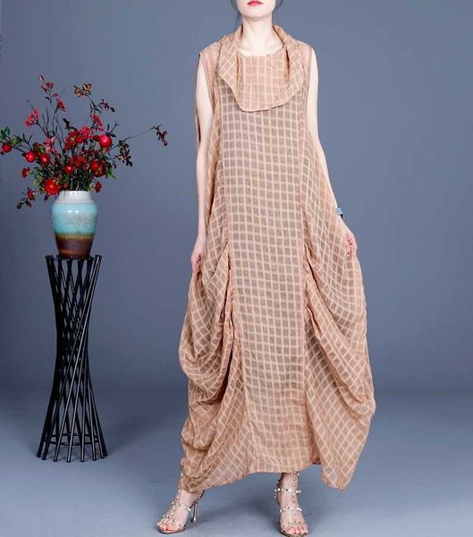 Frühling und Sommer Mode Lässig Lose Damen Kleid Seide Große Größe Unregelmäßiges Design Weste Rock + Milch Sling 210615