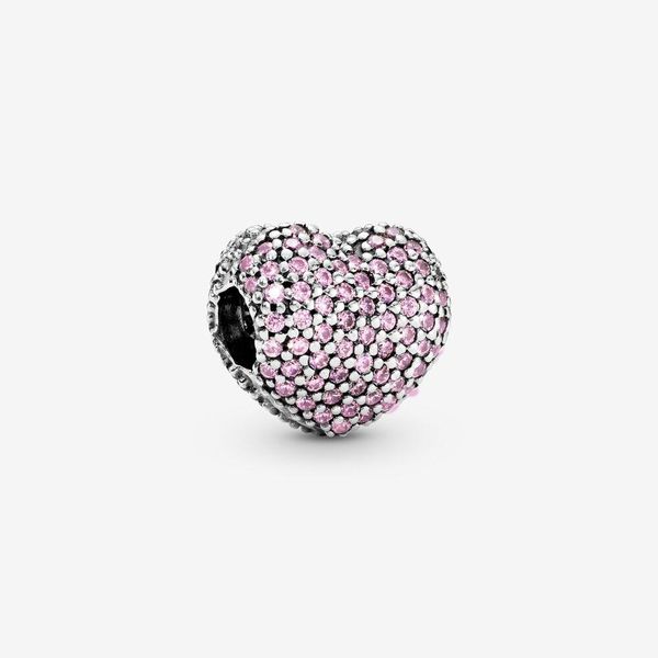 

new arrival 100% 925 sterling silver heart pink pave clip charm fit pandora original european charm bracelet fashion jewelry accessories, Bronze;silver