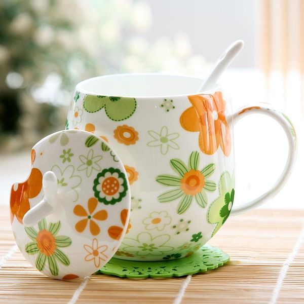 Canecas Caneca extra grande capacidade Cerâmica Conjunto de Cerâmica Bone Branco China Bonito Copo Porcelana Tazas Cerâmica Reusável KK60