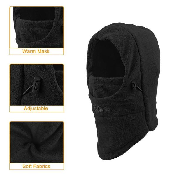 

cycling caps & masks kids winter cap warm full face ski hat balaclava hood fashion thickened fleece thermal windproof neck scarves, Black