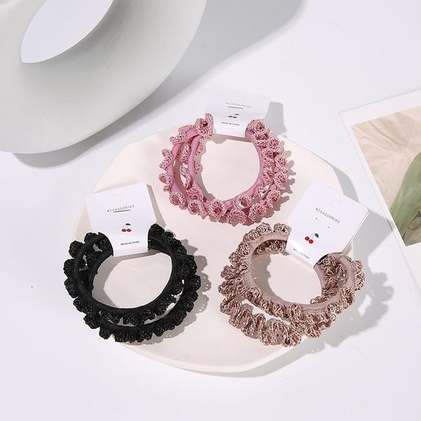 

hair clips & barrettes 2pcs women's lace circle korean style high elasticity muticolor holder accessories for women ml, Golden;silver