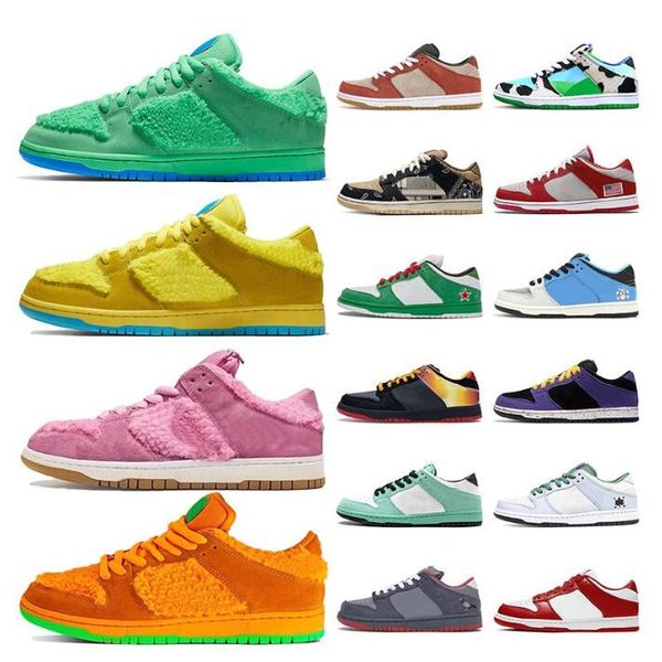

men's and women's dunks low-shoes chunky bear medicom toy kentucky travis scotts orange men women casual sneakers with box
