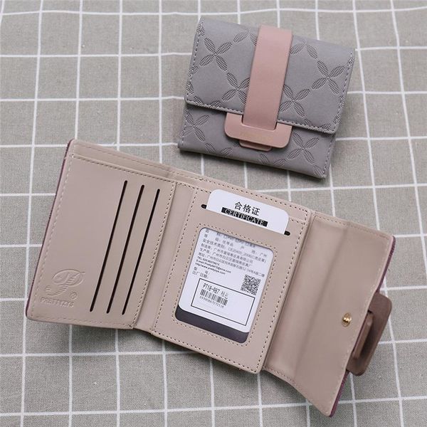 

wallets ladies small wallet short pu leather female fresh card bag coin, Red;black