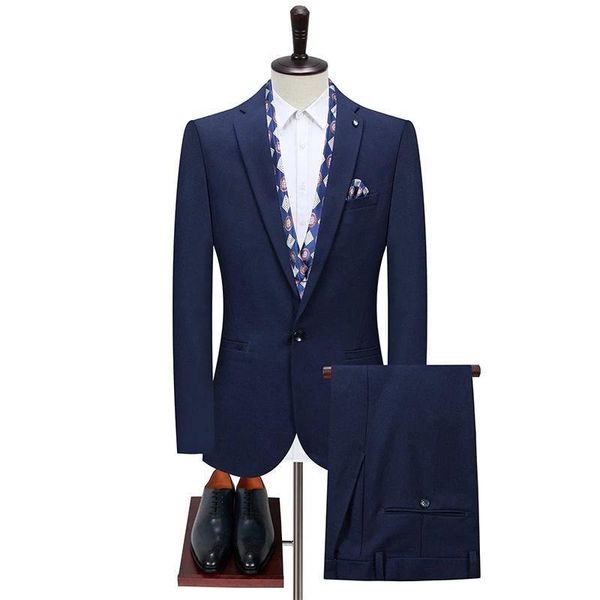 

men's suits & blazers men royal blue fashion business suit 2 pieces jacket pants wedding groom party formal casual work office, White;black