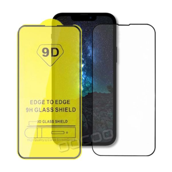 Protezione dello schermo del telefono in vetro temperato con colla a copertura totale 9D per iPhone 13 12 MINI PRO 11 XR XS MAX 8 7 6 Samsung Galaxy S21 Plus A10 A20 A30 A50 A70 A21S A31 A51 A71 A02S A01