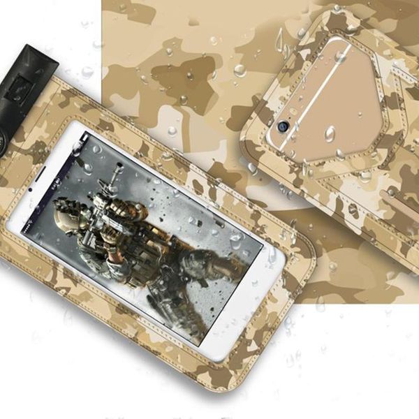 

fins & gloves camouflage lanyard waterproof phone case universal outdoor cellphone touch screen pouch swimming cover dry bag with armband pv