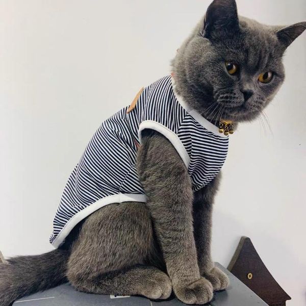 

pet cat clothes anti-lint thin spring and summer vest sleeveless striped cute british shorthair puppy supplies costumes