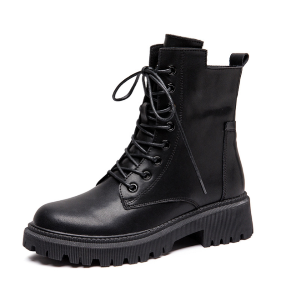 

boots 2021real fur leather women winter mid-tube short plus velvet platform casual women's shoe, Black