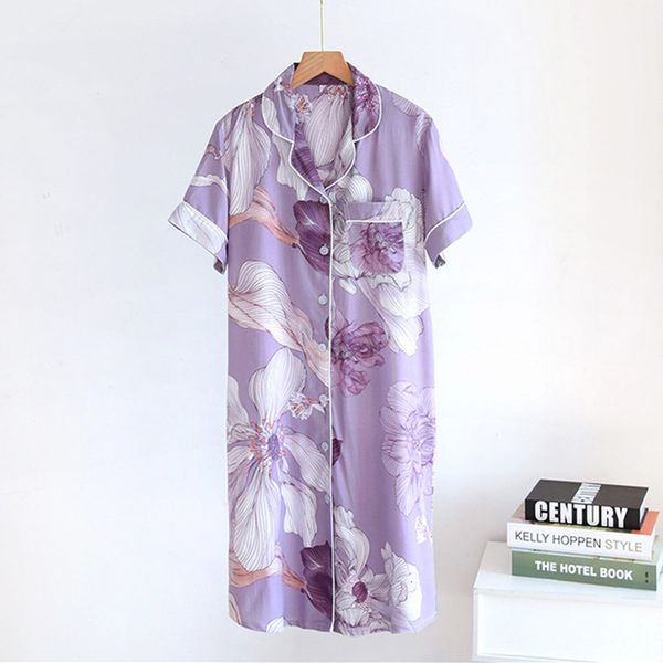

women's sleepwear korean fashion women mid-long night short sleeve summer nightgown casual loose cotton print lady nightshirt hzlb, Black;red