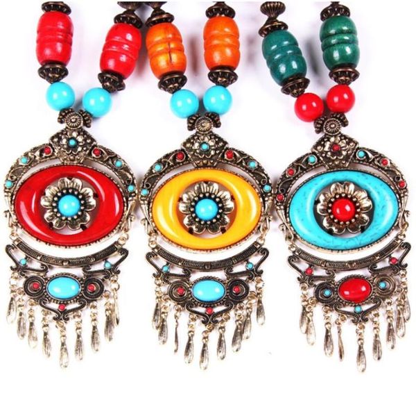 

chains hi beach women bohemian necklace retro beads accessories women's ethnic style sweater vintage tassel necklaces, Silver