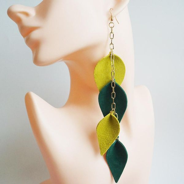 

dangle & chandelier fashion jewelry unique originality big geometric leather drop friend holiday leaf hook statement earrings, Silver