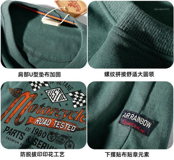 

men's t-shirts 2021 summer american retro short-sleeved print t-shirt pure cotton washed old round neck pullover youth fashion, White;black