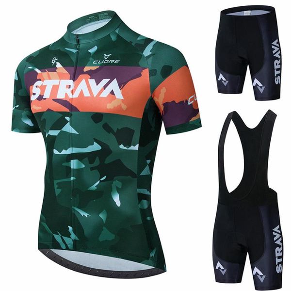

racing sets strava team cycling jersey set 2021 man summer mtb race clothing short sleeve ropa ciclismo outdoor riding bike uniform, Black;blue