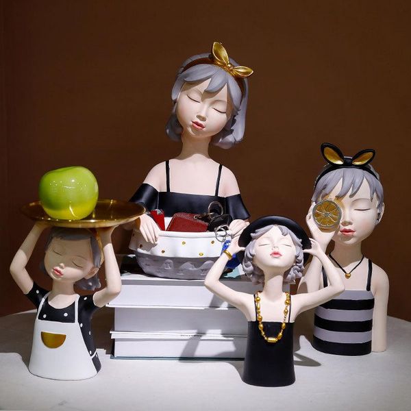 

decorative objects & figurines nordic ins resin abstract lemon girl sculpture ornaments miniature angel statues home decoration accessories