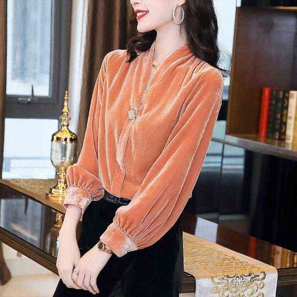 

Vintage Chic Basic Solid Velvet Women Blouses Sexy Stylish V Neck Office Lady Casual Shirt Plus Size, White