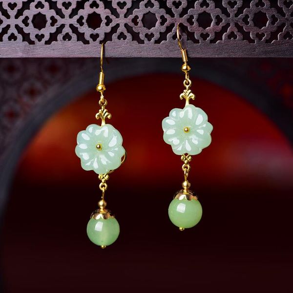 

dangle & chandelier vintage chinese style classical green women earrings ethnic coloured glaze woman fashion jewelry gift, Silver