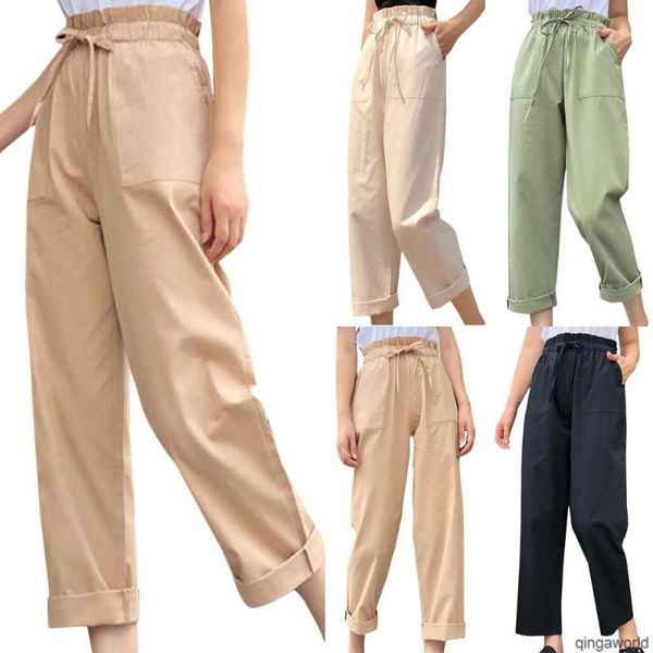 

women's pants & capris online women harem high waist lace up straight leg ladies plian trousers casual, Black;white