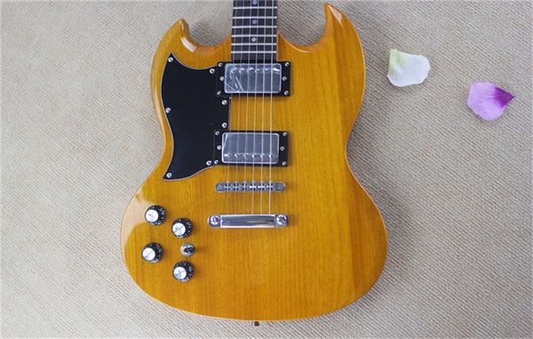 

left handed custom sg yellow electric guitar mahogany body rosewood fingerboard 2 pickups with chrome hardware high quality