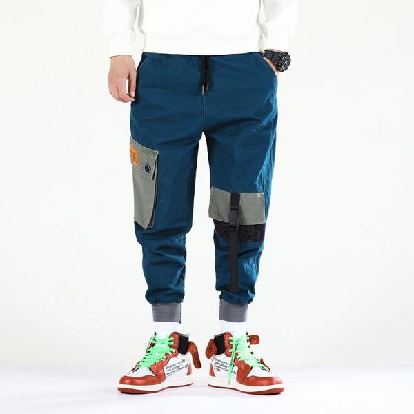 

muti pockets men cargo harem pants mens casual joggers baggy trousers harajuku streetwear hip hop sweatpants abz526 men's, Black