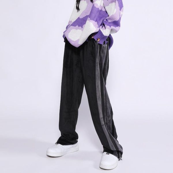 

men's pants eukaaru vintage sweatpants men harajuku fashion streetwear loose hip hop wide leg oversized trousers, Black