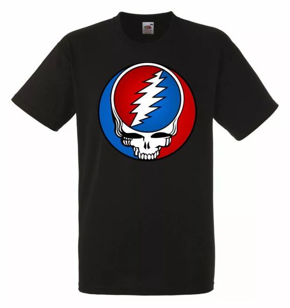 

grateful dead logo black herren t-shirt men rock band tee shirt, White;black
