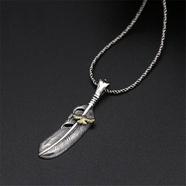 

handmade 925 sterling silver feather pendants with gold color eagle without chain american indian antique designer luxury fine jewelry acces