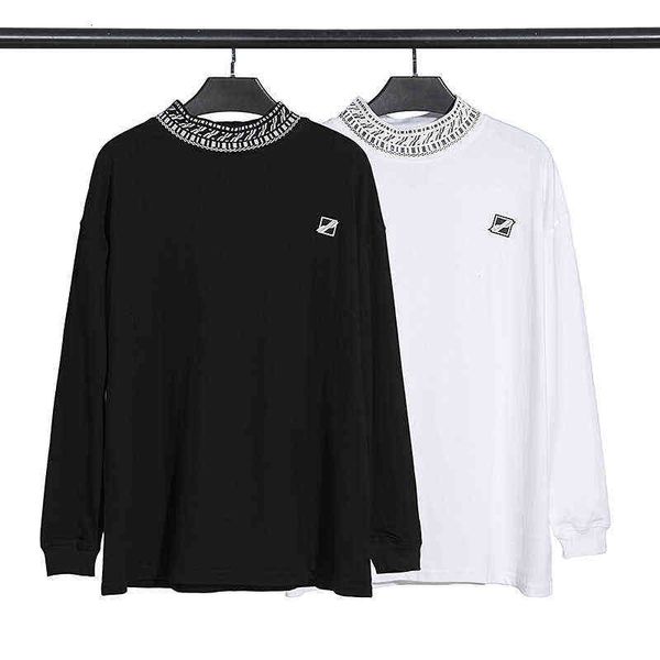 

correct version we11 neck black and white print medium casual men's women's same thread long sleeve t-shirt
