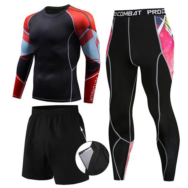 

men's tracksuits men tight-fitting gym fitness sportwear quick-dry moisture wicking running sports stitching fashion o-neck long-sleeve, Gray