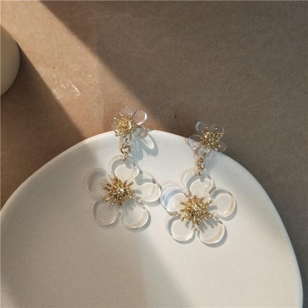 

dangle & chandelier south korea's transparent flower earrings metal heart net red fashion women, Silver