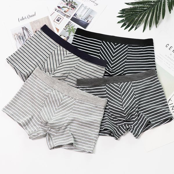 

middle waist modal men's cotton comfortable boxer underwear, Black;white