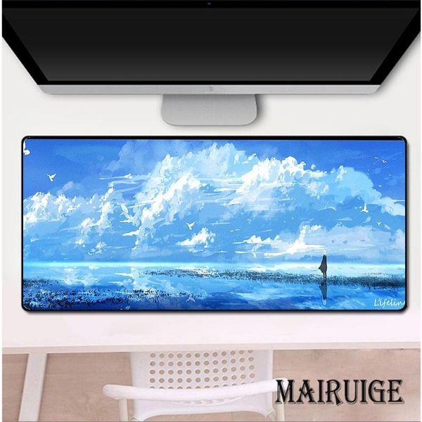 

mouse pads & wrist rests 400x900mm blue sky large anime natural rubber pad xxl deskmat keyboard gamer locking edge pc mice mats