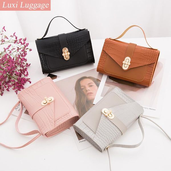 

evening bags fashion crocodile pattern messenger bag women's 2021 small handbag buckle colorful pu leather lady designer