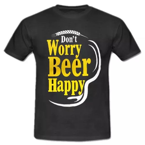 

t-shirt funny shirt do not worry beer happy cotton, White;black