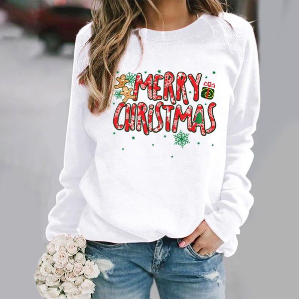 

christmas print long sleeve crew neck sweatshirts vintage oversized hoodie women clothing streetwear women's hoodies &, Black