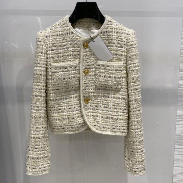 

women's jackets 2021fw luxury women tweed short jacket female fashion wool coat overcoat rmsx 9.04, Black;brown