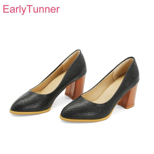 

dress shoes 2021 brand sweet black yellow women pumps fashion high square heels office lady ei771 plus big size  43 46 48