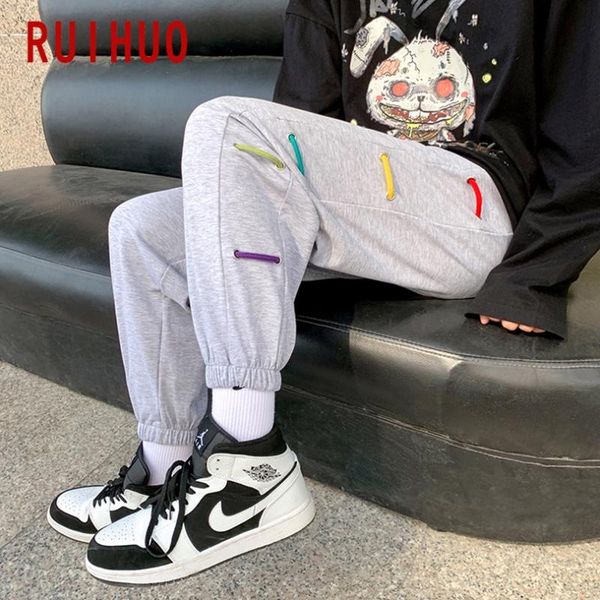 

men's pants ruihuo 2021 harem men trousers casual joggers sweatpants hip hop streetwear male plus size m-3xl, Black