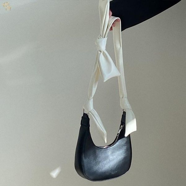 

evening bags women's shoulder bag lovely bow black white contrast color soft pu leather small handbag wholesale 2021 lady fashion