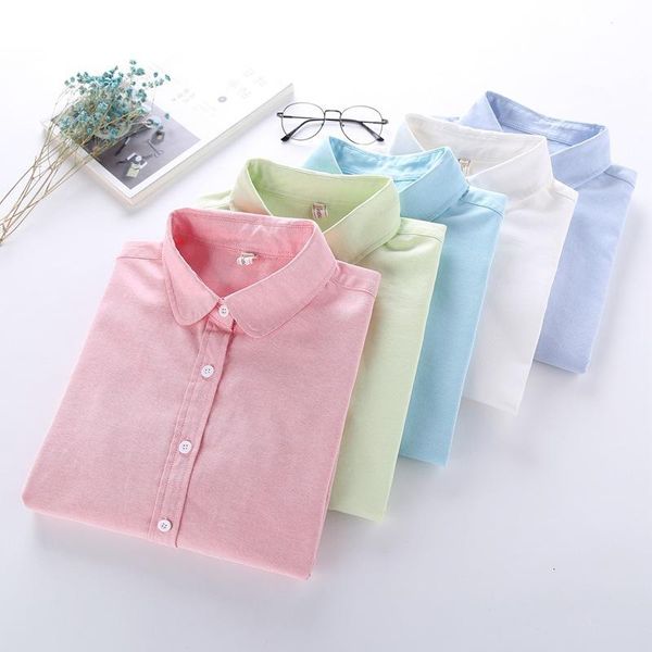 

women's blouses & shirts 2021 women spring shirt cotton white long sleeved korean style blouse fashion casual plus size