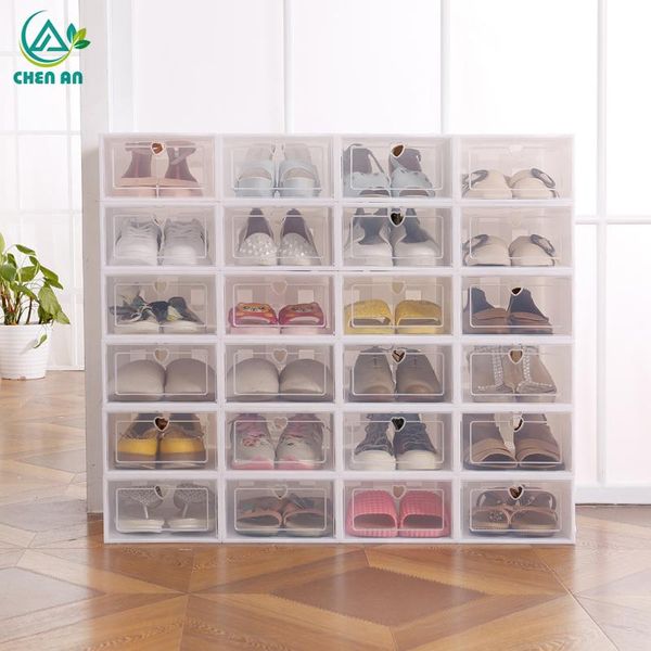 

storage boxes & bins 6pcs/set shoe organizer drawer transparent plastic box rectangle pp thickened shoes1806053