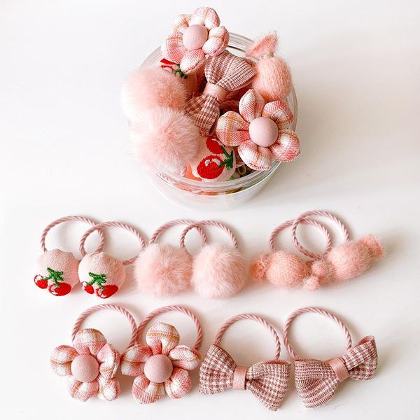 

hair accessories 10//24 pcs/set baby girls cute cartoon flower scrunchies rubber bands children lovely elastic kids, Slivery;white