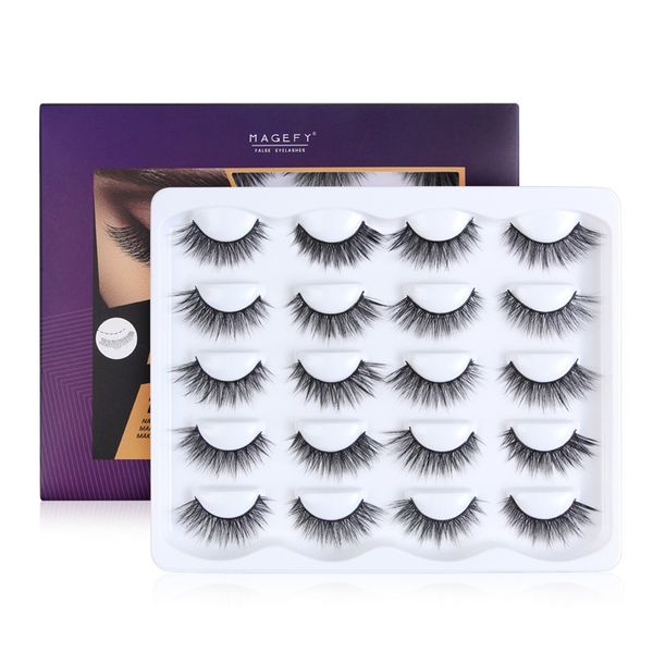 MAGEFY Yanlış Kirpikler 10 Stilleri Karışık 3D Faux Vizon Lashes Paketi Doğaldan Dramatik Yumuşak Kabarık Kirpik