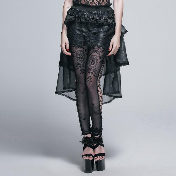 

skirts devil fashion women's asymmetric lace and net goth skirt skt016, Black