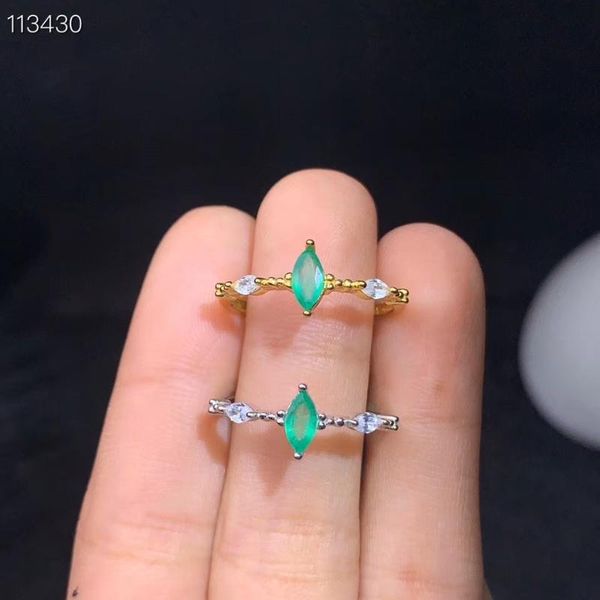 

cluster rings women ring green emerald for girl ornament real 925 silver natural gem horse eye style birthday gift may birthstone sale, Golden;silver