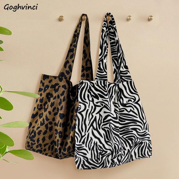 

evening bags vintage leopard corduroy shoulder women large capacity school pouch portable harajuku simple shopping aesthetic handbags