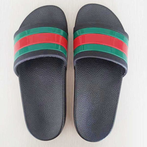 

designer slipper gear bottoms mens slide striped sandals causal non-slip luxury summer flip flops slippers us6-us11 zlh, Black