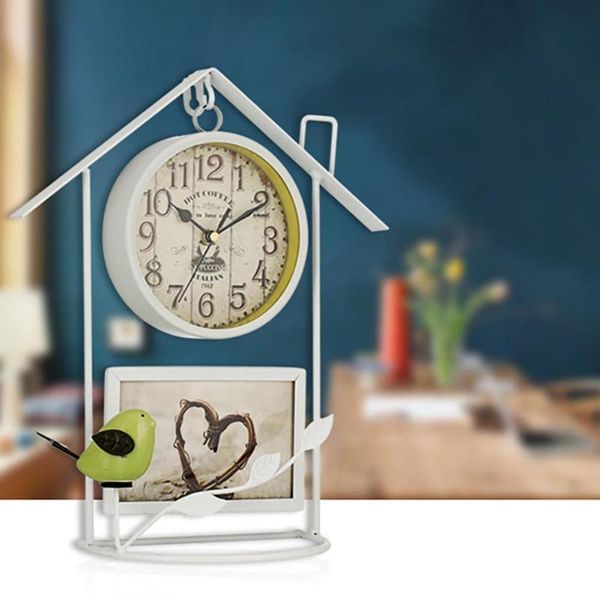 

wall clocks retro wrought iron po frame bird clock decoration living room table ornaments home accessories
