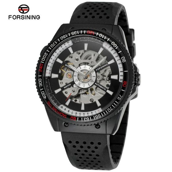 

wristwatches forsining fashion men's wrist watch black hollow dial nylon strap automatic mechanical, Slivery;brown