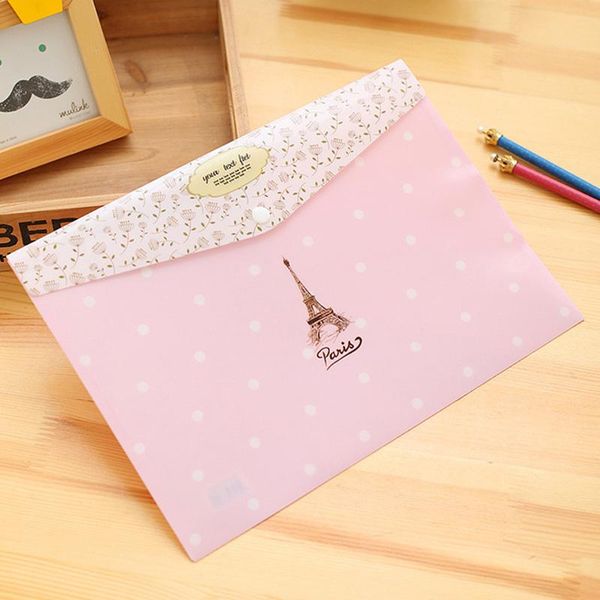 

business card files 4 styles eiffel tower flower hasp file folder office school document book a4 paper holder supply cute waterproof pvc fil